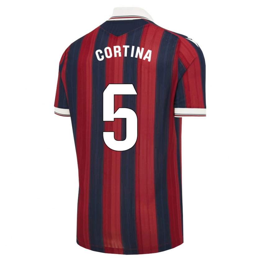 Danxen Børn Borja Cortina #5 Midnatsblå Rød Hjemmebane Spillertrøjer 2026/27 Trøje T-Shirt