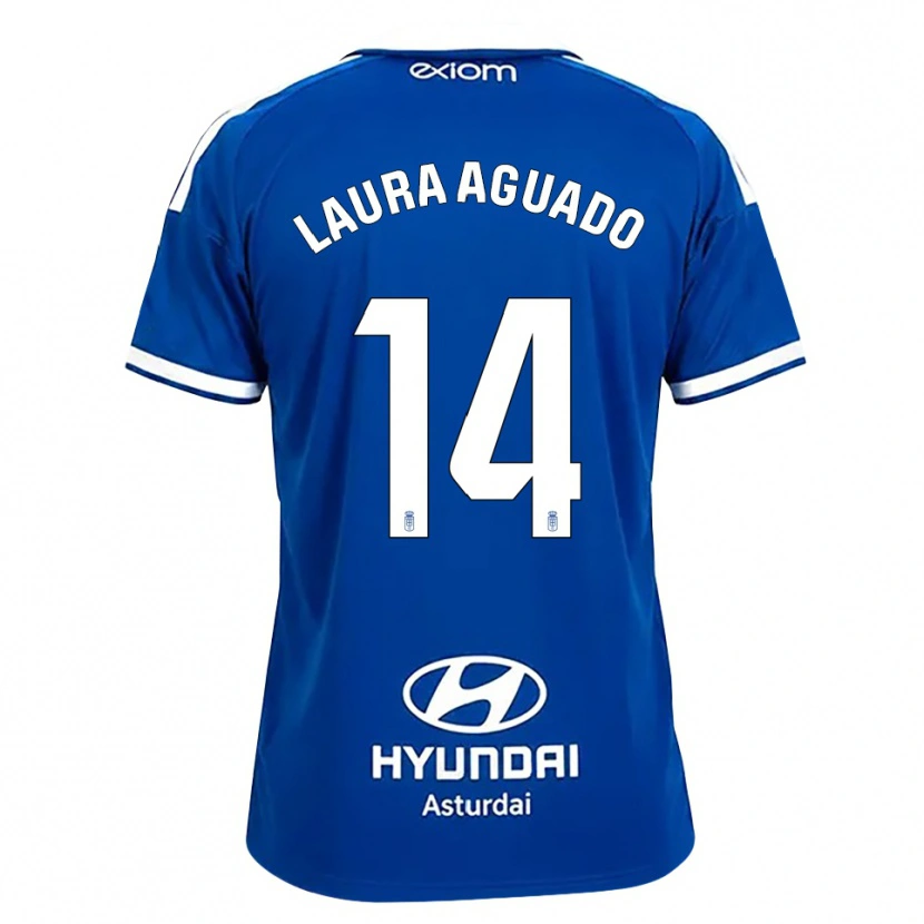 Danxen Børn Laura Aguado #14 Mediumblå Hvid Hjemmebane Spillertrøjer 2026/27 Trøje T-Shirt