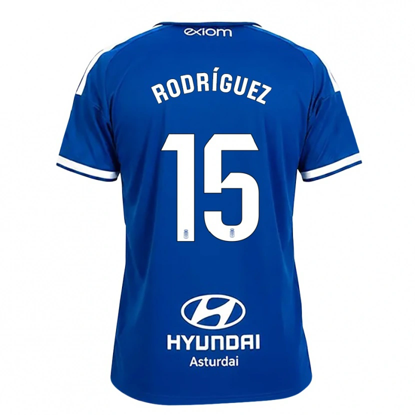 Danxen Børn Samu Rodríguez #15 Mediumblå Hvid Hjemmebane Spillertrøjer 2026/27 Trøje T-Shirt