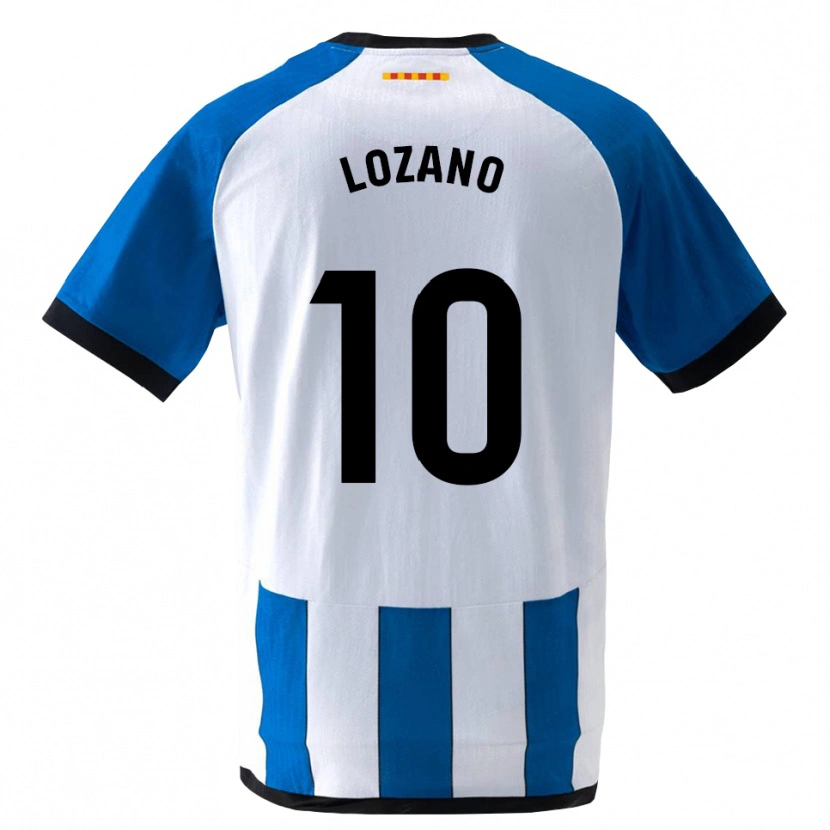 Danxen Børn Pol Lozano #10 Kongeblå Hvid Hjemmebane Spillertrøjer 2026/27 Trøje T-Shirt