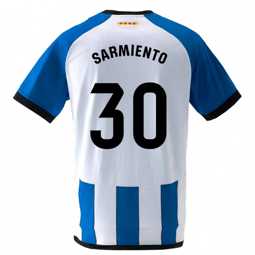 Danxen Børn Izan Sarmiento #30 Kongeblå Hvid Hjemmebane Spillertrøjer 2026/27 Trøje T-Shirt