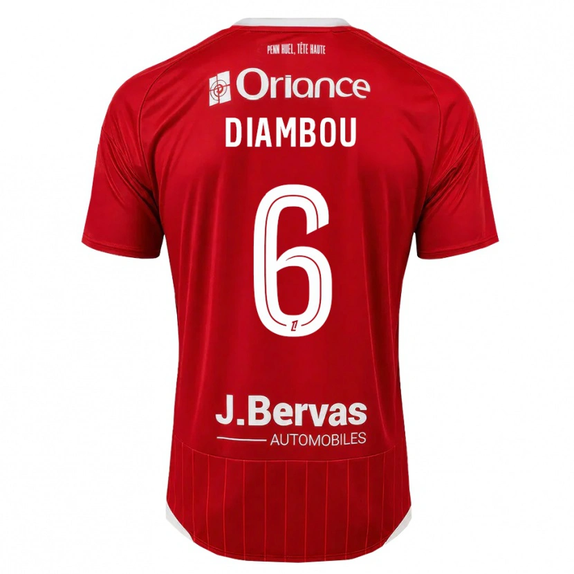 Danxen Børn Mamady Diambou #6 Hvid Rød Hjemmebane Spillertrøjer 2026/27 Trøje T-Shirt