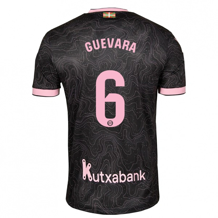 Danxen Børn Ander Guevara #6 Sort Pink Udebane Spillertrøjer 2026/27 Trøje T-Shirt