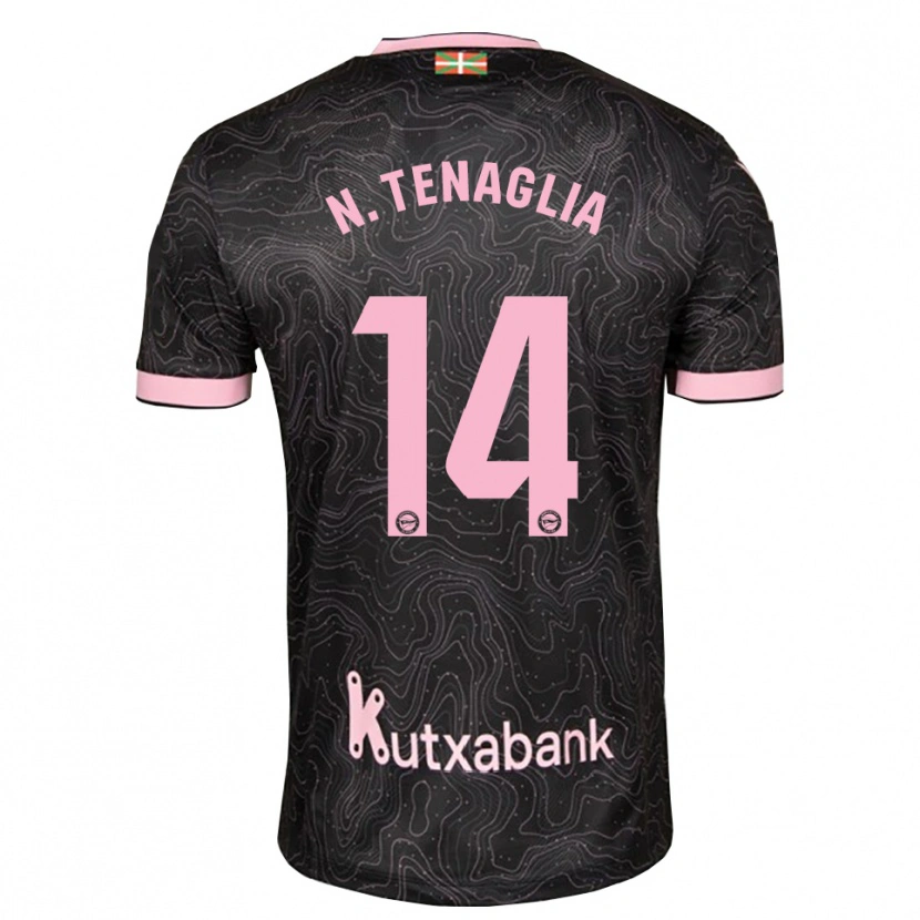 Danxen Børn Nahuel Tenaglia #14 Sort Pink Udebane Spillertrøjer 2026/27 Trøje T-Shirt