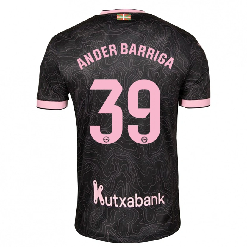 Danxen Børn Jon Ander Barriga #39 Sort Pink Udebane Spillertrøjer 2026/27 Trøje T-Shirt