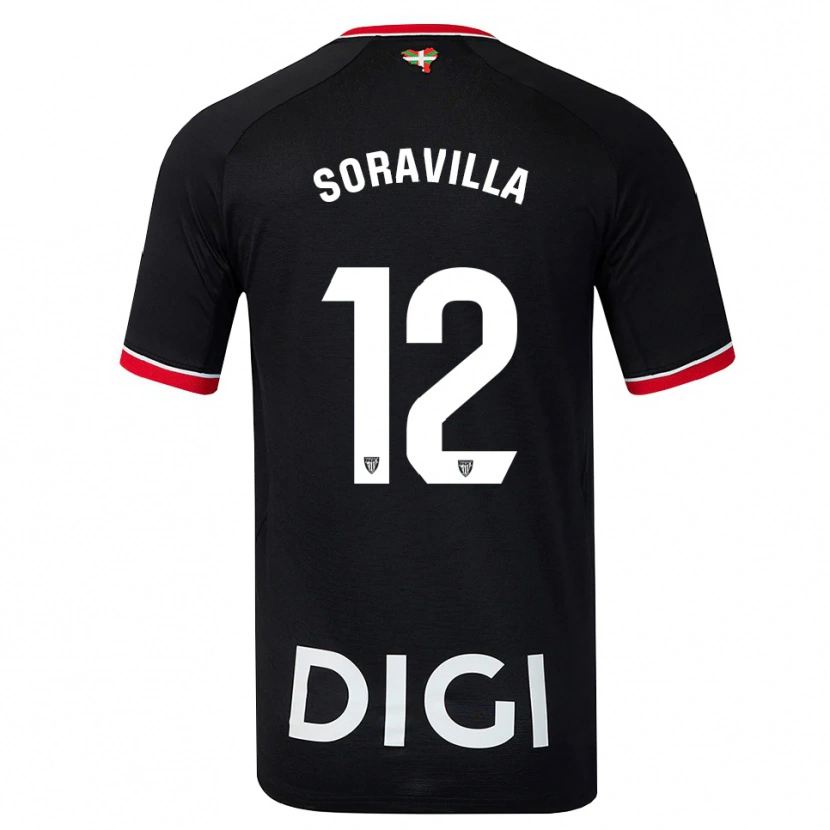 Danxen Børn Ander Soravilla #12 Sort Hvid Rød Udebane Spillertrøjer 2026/27 Trøje T-Shirt