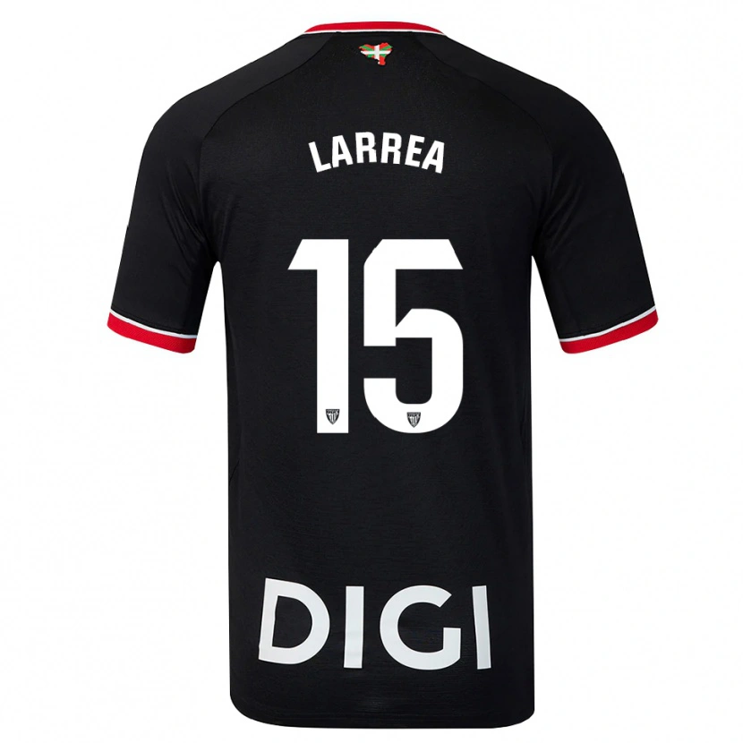 Danxen Børn Beñat Larrea #15 Sort Hvid Rød Udebane Spillertrøjer 2026/27 Trøje T-Shirt