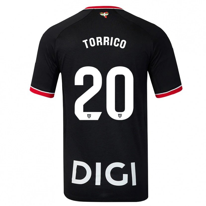 Danxen Børn Aitor Torrico #20 Sort Hvid Rød Udebane Spillertrøjer 2026/27 Trøje T-Shirt