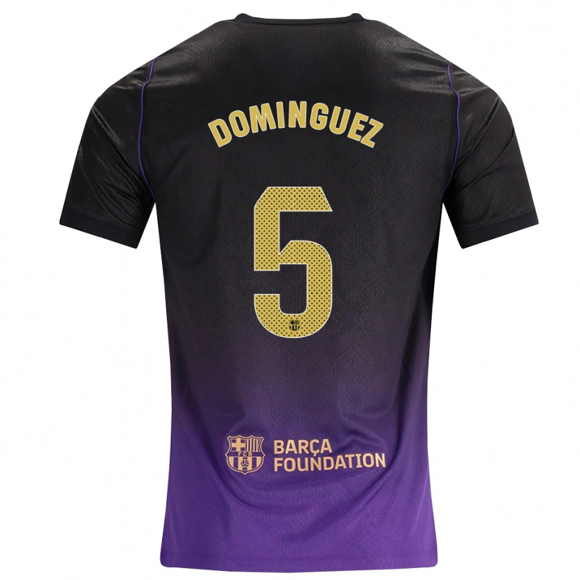 Danxen Børn Sergi Dominguez #5 Lilla Gul Sort Udebane Spillertrøjer 2026/27 Trøje T-Shirt