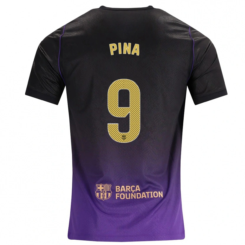 Danxen Børn Claudia Pina #9 Lilla Gul Sort Udebane Spillertrøjer 2026/27 Trøje T-Shirt