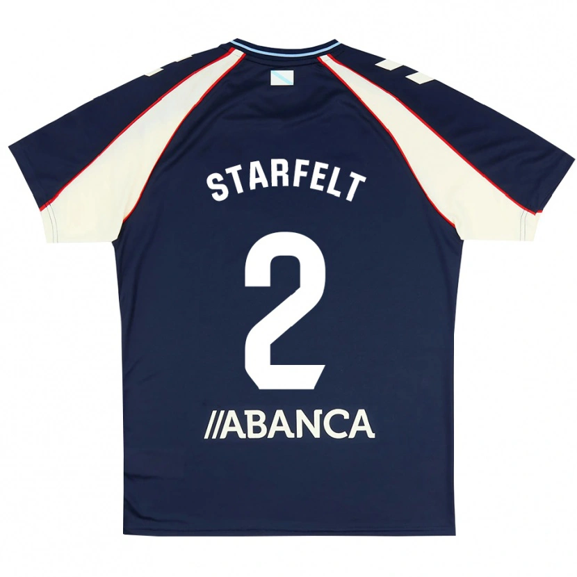 Danxen Børn Carl Starfelt #2 Kongeblå Rød Hvid Udebane Spillertrøjer 2026/27 Trøje T-Shirt