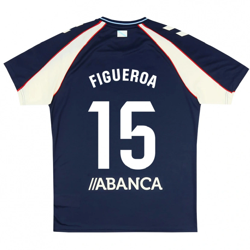 Danxen Børn María Figueroa #15 Kongeblå Rød Hvid Udebane Spillertrøjer 2026/27 Trøje T-Shirt