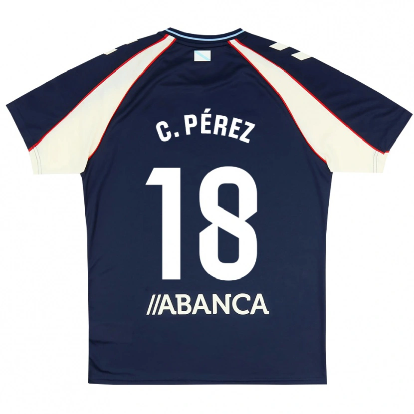 Danxen Børn Carles Pérez #18 Kongeblå Rød Hvid Udebane Spillertrøjer 2026/27 Trøje T-Shirt