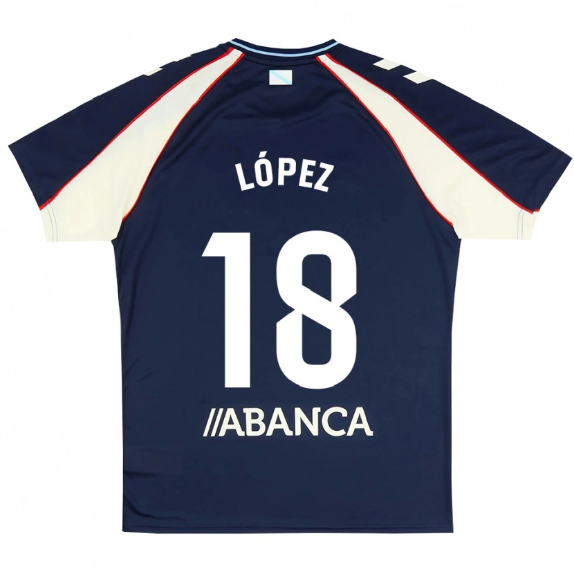 Danxen Børn Diego López #18 Kongeblå Rød Hvid Udebane Spillertrøjer 2026/27 Trøje T-Shirt