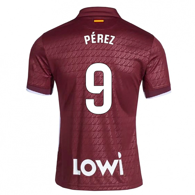 Danxen Børn Joselu Pérez #9 Mørkerød Hvid Udebane Spillertrøjer 2026/27 Trøje T-Shirt