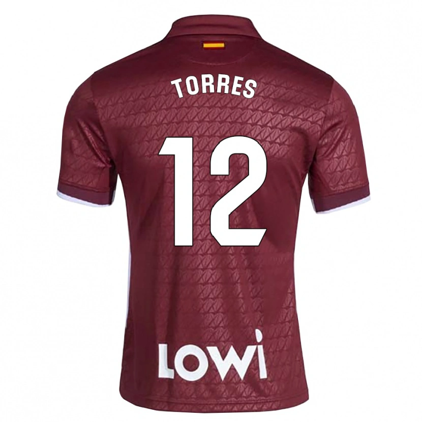 Danxen Børn Rubén Torres #12 Mørkerød Hvid Udebane Spillertrøjer 2026/27 Trøje T-Shirt