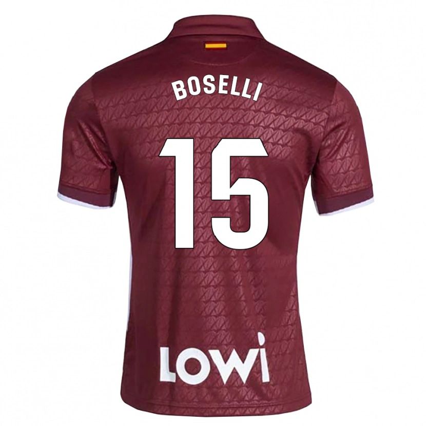 Danxen Børn Sebastián Boselli #15 Mørkerød Hvid Udebane Spillertrøjer 2026/27 Trøje T-Shirt