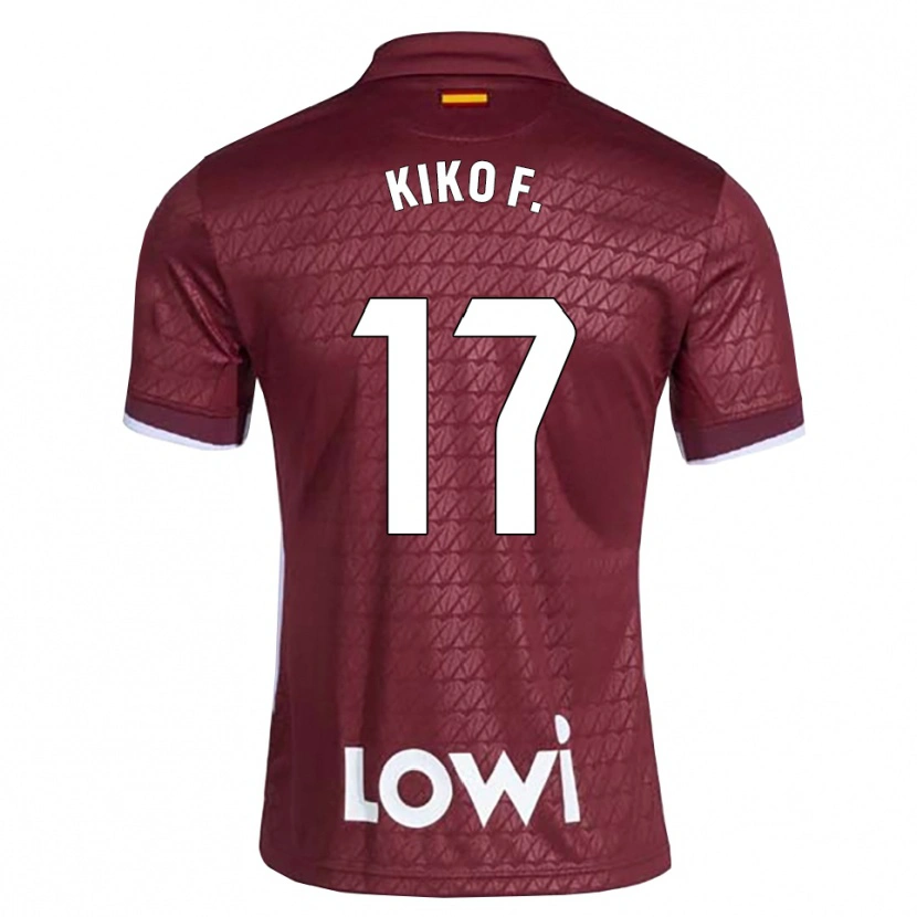 Danxen Børn Kiko Femenía #17 Mørkerød Hvid Udebane Spillertrøjer 2026/27 Trøje T-Shirt