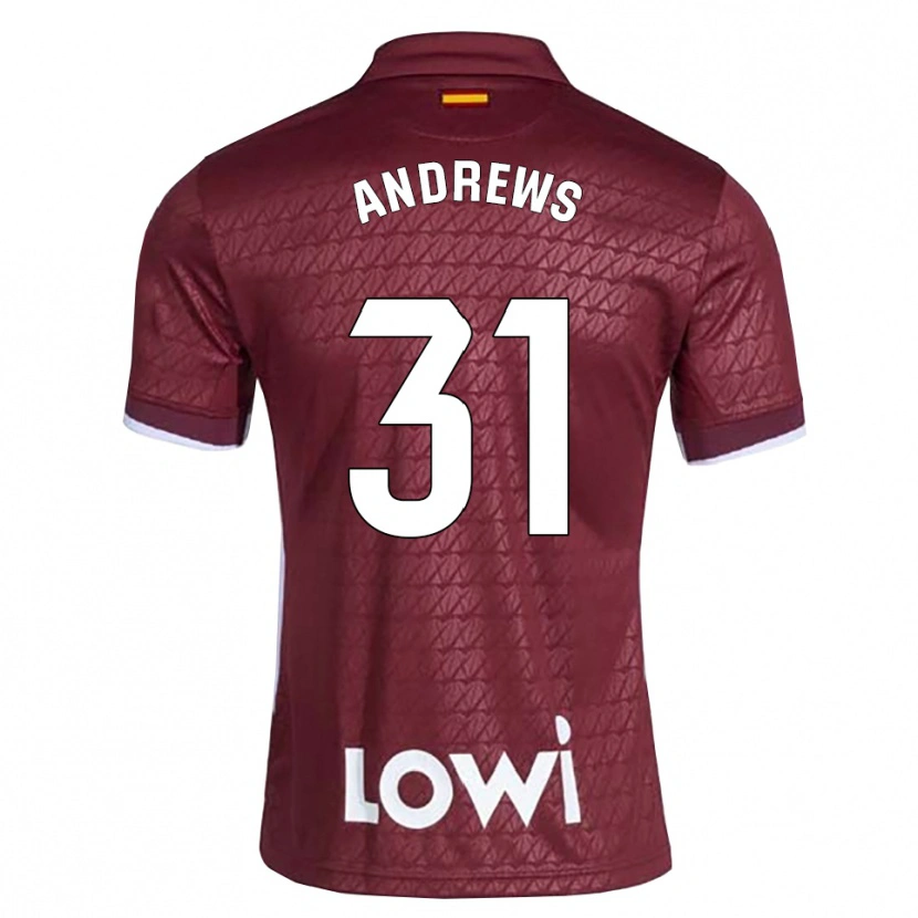 Danxen Børn George Andrews #31 Mørkerød Hvid Udebane Spillertrøjer 2026/27 Trøje T-Shirt
