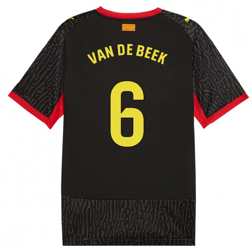Danxen Børn Donny Van De Beek #6 Sort Gul Rød Udebane Spillertrøjer 2026/27 Trøje T-Shirt