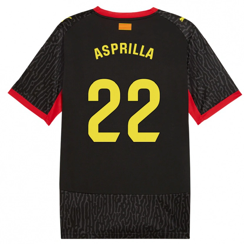Danxen Børn Yáser Asprilla #22 Sort Gul Rød Udebane Spillertrøjer 2026/27 Trøje T-Shirt