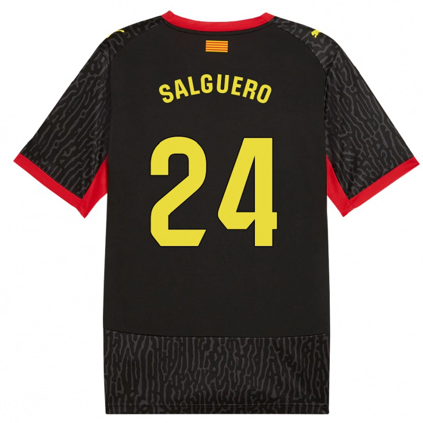 Danxen Børn Antonio Salguero #24 Sort Gul Rød Udebane Spillertrøjer 2026/27 Trøje T-Shirt