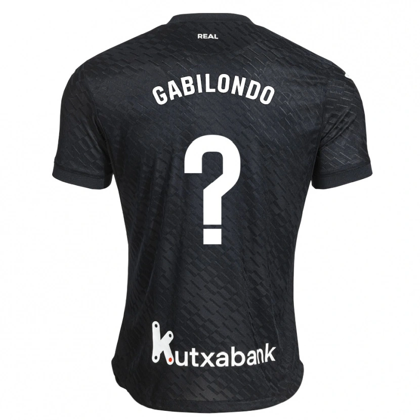 Danxen Børn Iker Gabilondo #0 Sort Hvid Udebane Spillertrøjer 2026/27 Trøje T-Shirt