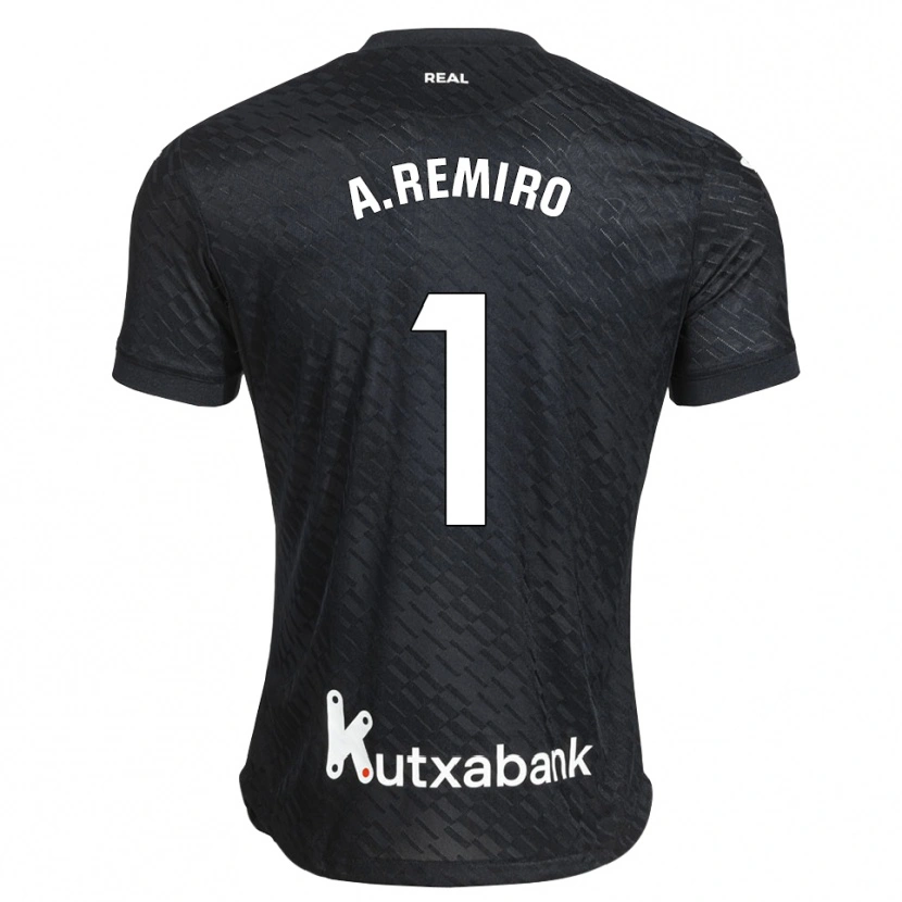 Danxen Børn Álex Remiro #1 Sort Hvid Udebane Spillertrøjer 2026/27 Trøje T-Shirt