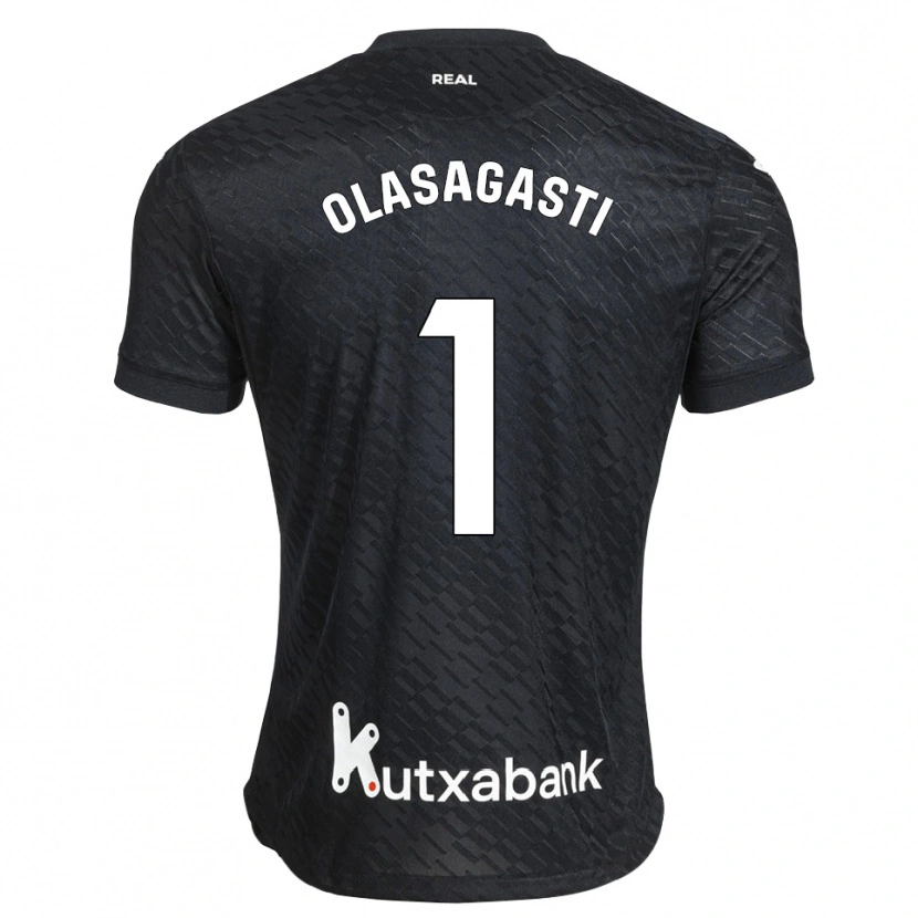 Danxen Børn Lander Olasagasti #1 Sort Hvid Udebane Spillertrøjer 2026/27 Trøje T-Shirt