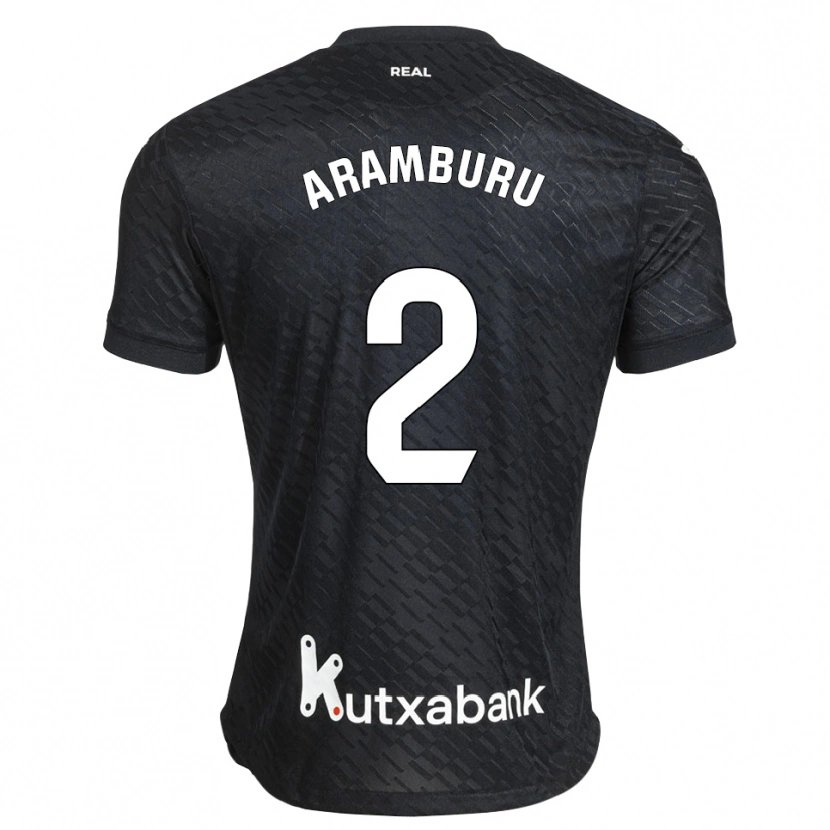 Danxen Børn Jon Aramburu #2 Sort Hvid Udebane Spillertrøjer 2026/27 Trøje T-Shirt