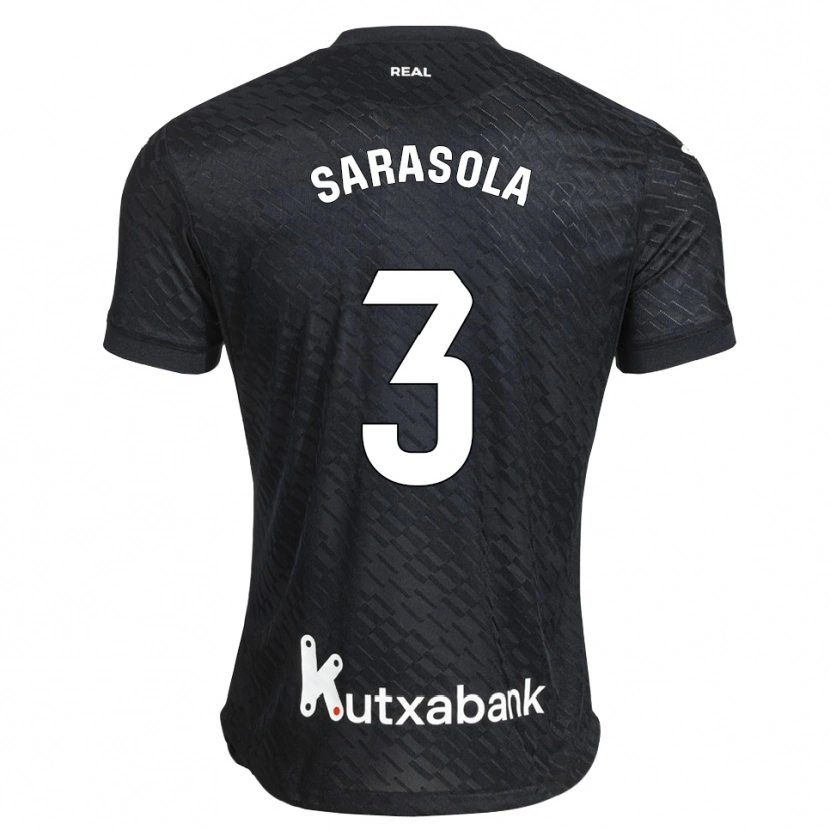 Danxen Børn Izarne Sarasola Beain #3 Sort Hvid Udebane Spillertrøjer 2026/27 Trøje T-Shirt