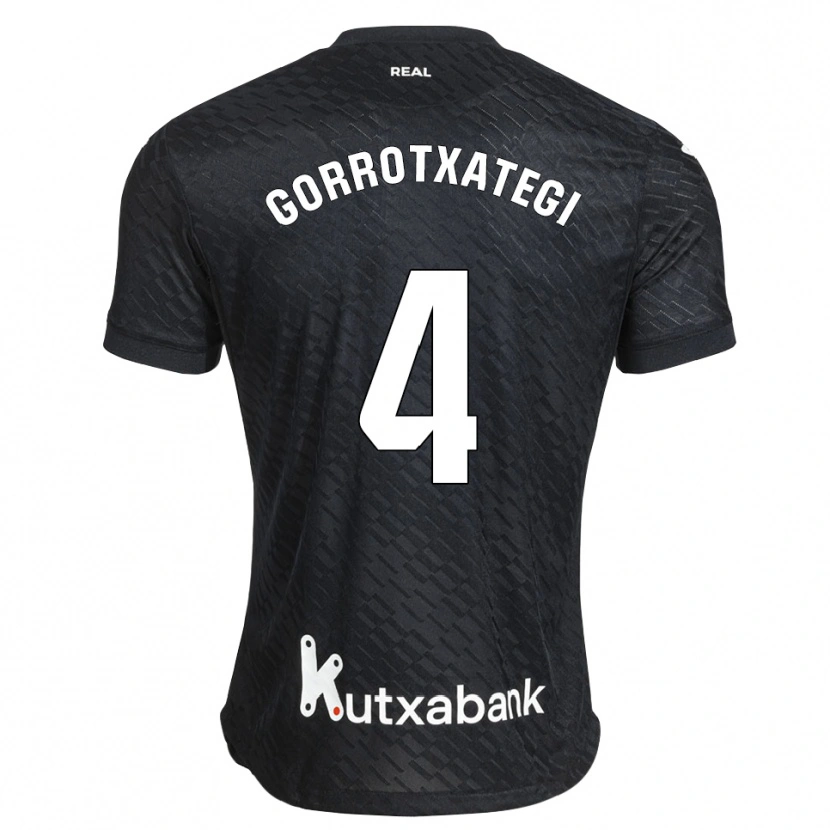 Danxen Børn Jon Gorrotxategi #4 Sort Hvid Udebane Spillertrøjer 2026/27 Trøje T-Shirt