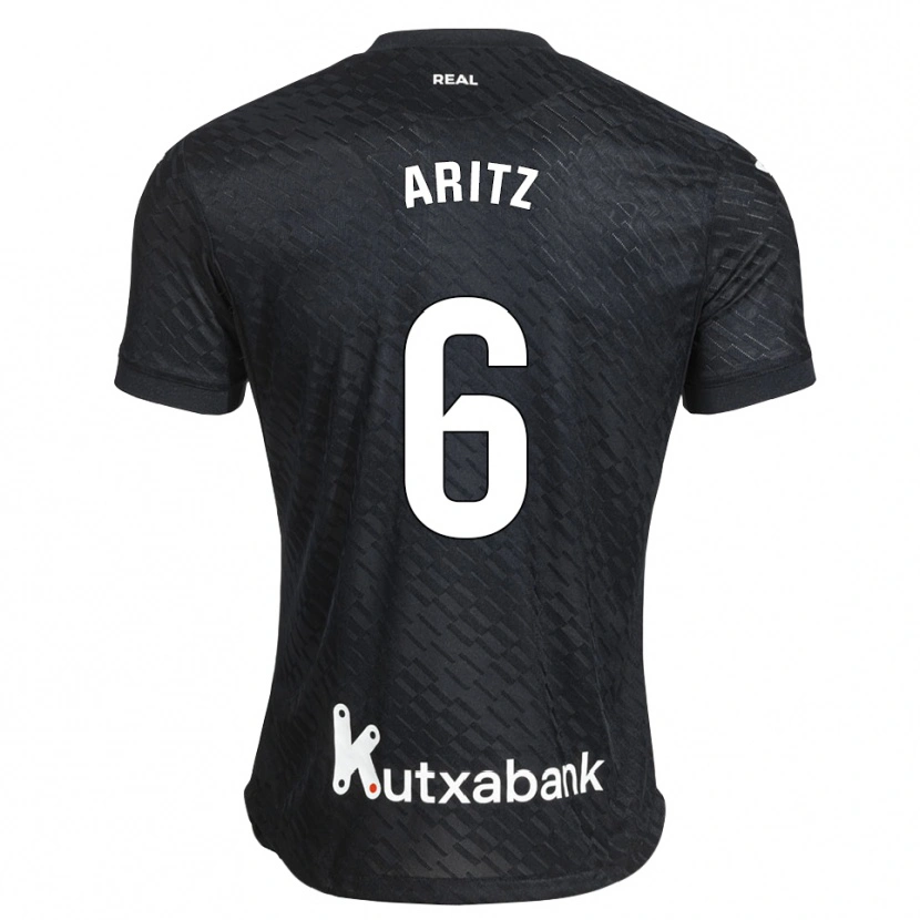 Danxen Børn Aritz Elustondo #6 Sort Hvid Udebane Spillertrøjer 2026/27 Trøje T-Shirt