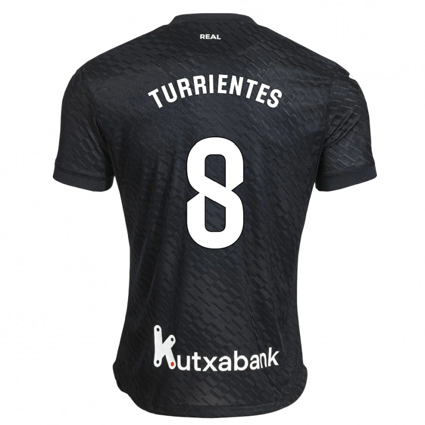 Danxen Børn Beñat Turrientes #8 Sort Hvid Udebane Spillertrøjer 2026/27 Trøje T-Shirt