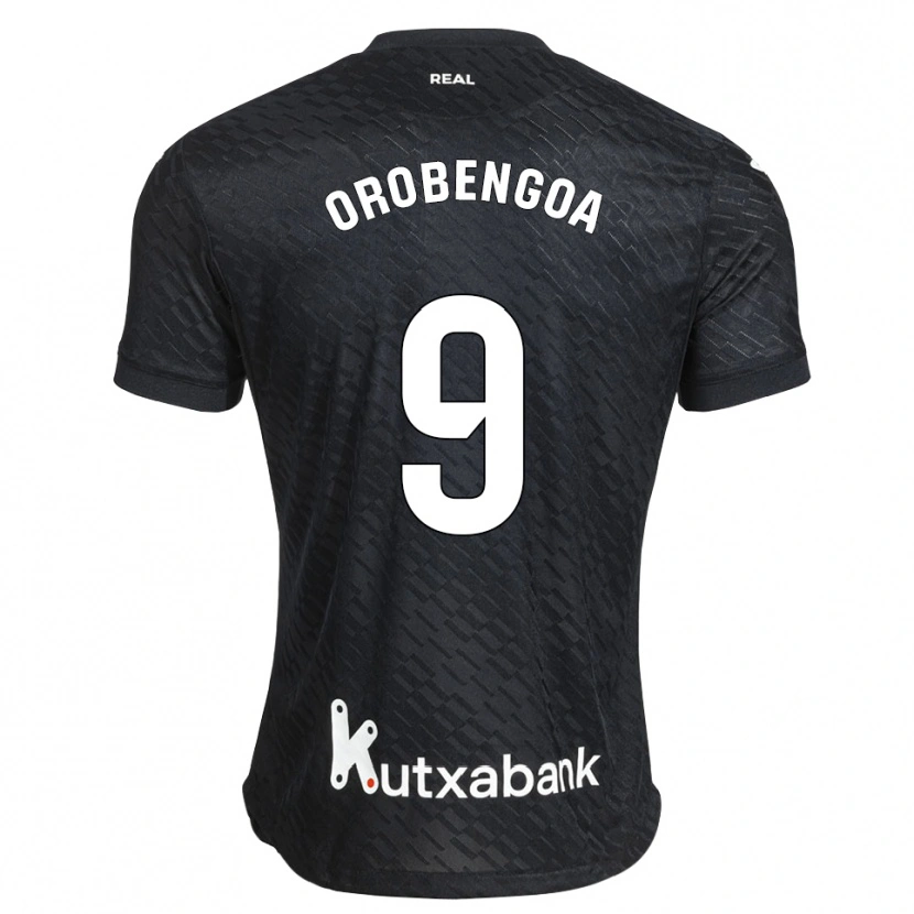 Danxen Børn Ekain Orobengoa #9 Sort Hvid Udebane Spillertrøjer 2026/27 Trøje T-Shirt