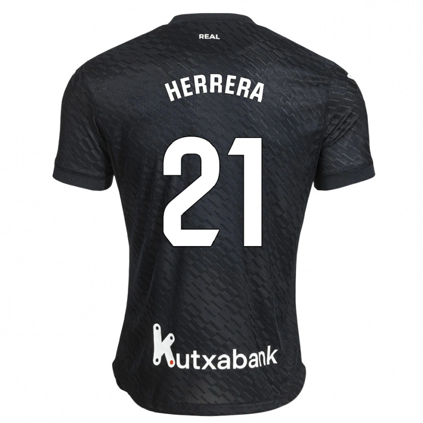 Danxen Børn Yangel Herrera #21 Sort Hvid Udebane Spillertrøjer 2026/27 Trøje T-Shirt