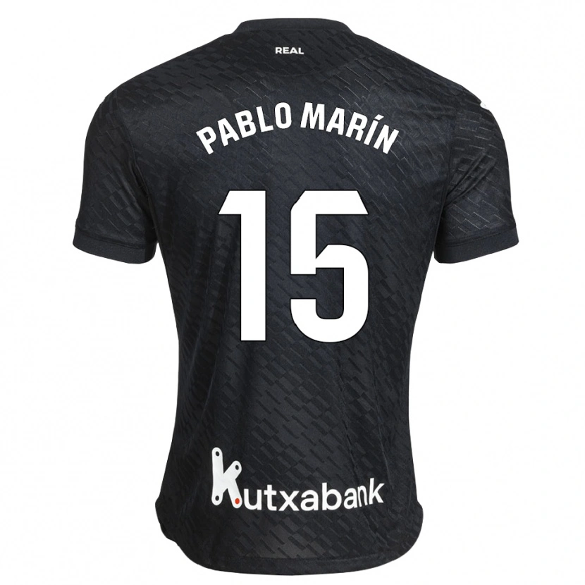 Danxen Børn Pablo Marín #15 Sort Hvid Udebane Spillertrøjer 2026/27 Trøje T-Shirt