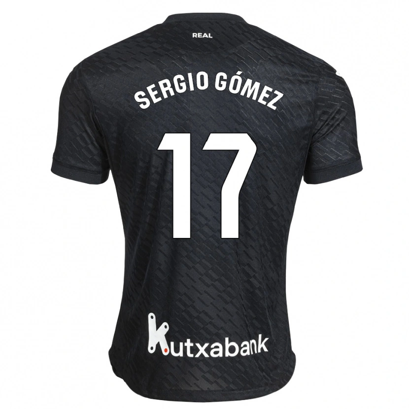 Danxen Børn Sergio Gómez #17 Sort Hvid Udebane Spillertrøjer 2026/27 Trøje T-Shirt
