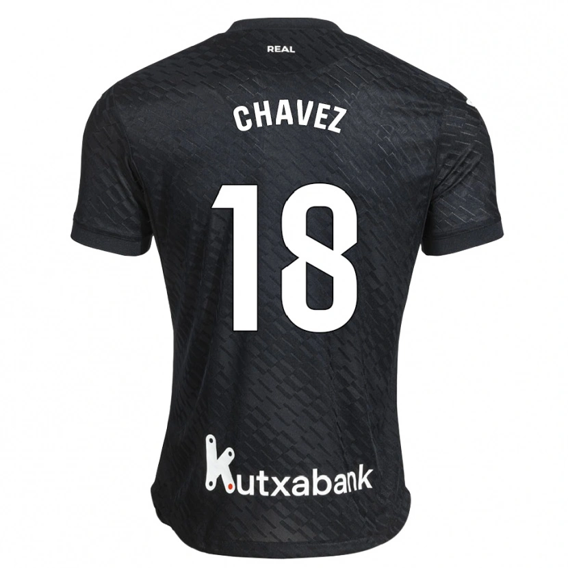 Danxen Børn Oihan Chavez #18 Sort Hvid Udebane Spillertrøjer 2026/27 Trøje T-Shirt