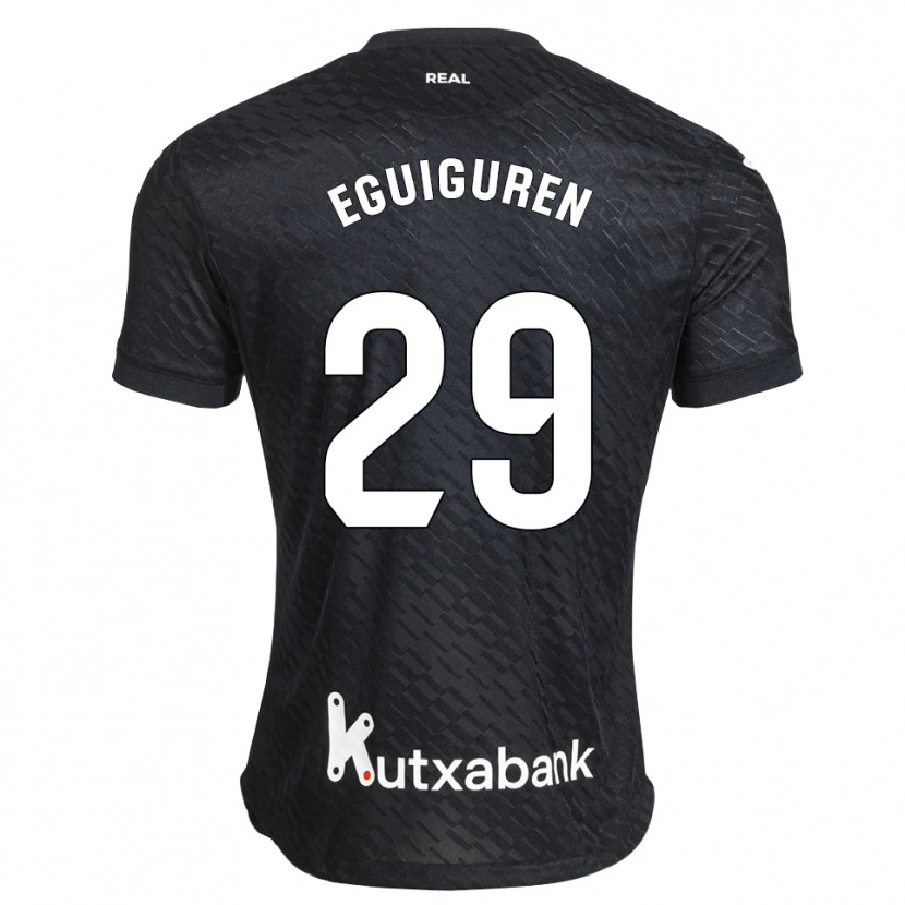 Danxen Børn Intza Eguiguren Beraza #29 Sort Hvid Udebane Spillertrøjer 2026/27 Trøje T-Shirt
