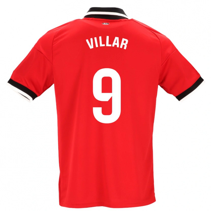 Danxen Børn Iker Villar #9 Sort Hvid Rød Udebane Spillertrøjer 2026/27 Trøje T-Shirt