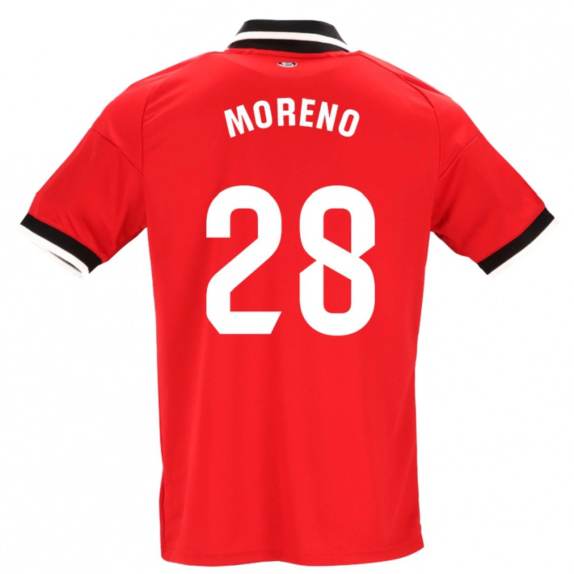Danxen Børn Fernando Moreno #28 Sort Hvid Rød Udebane Spillertrøjer 2026/27 Trøje T-Shirt