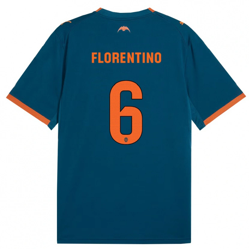 Danxen Børn Claudia Florentino #6 Stålblå Orange Udebane Spillertrøjer 2026/27 Trøje T-Shirt