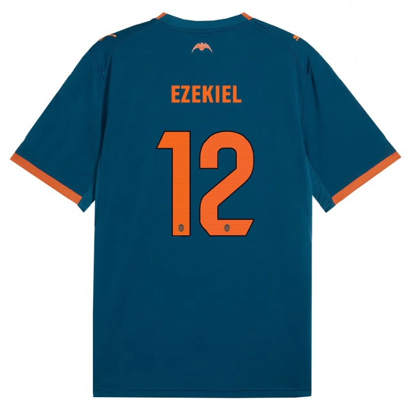 Danxen Børn Ezekiel Montunrayo #12 Stålblå Orange Udebane Spillertrøjer 2026/27 Trøje T-Shirt
