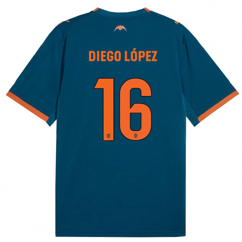 Danxen Børn Diego López #16 Stålblå Orange Udebane Spillertrøjer 2026/27 Trøje T-Shirt