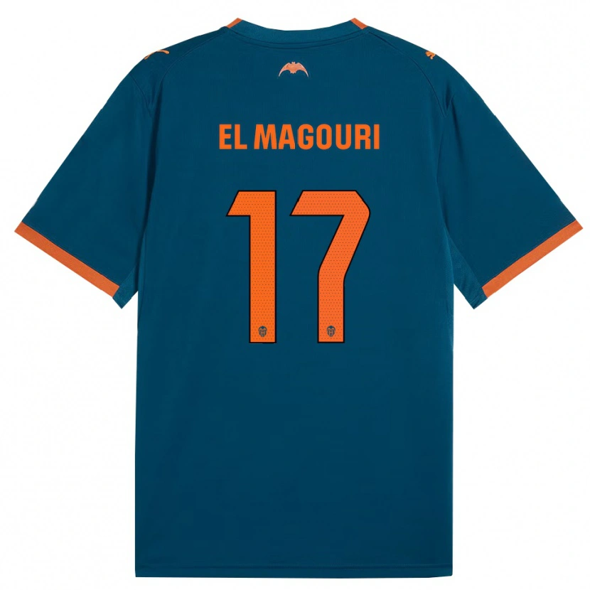 Danxen Børn Anas El Magouri #17 Stålblå Orange Udebane Spillertrøjer 2026/27 Trøje T-Shirt