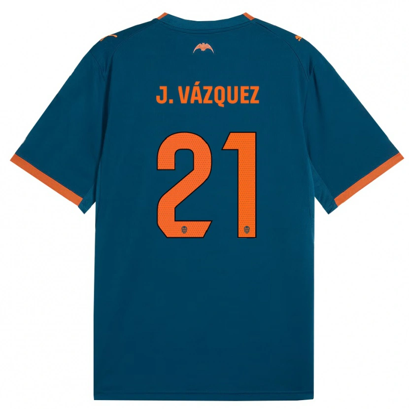 Danxen Børn Jesús Vázquez #21 Stålblå Orange Udebane Spillertrøjer 2026/27 Trøje T-Shirt