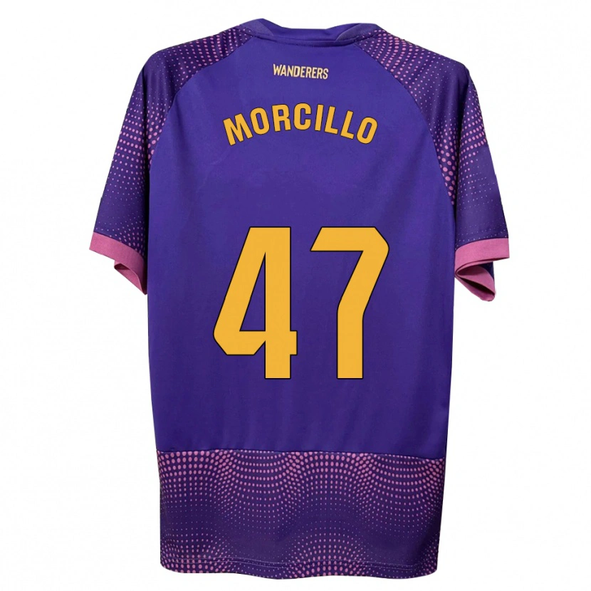 Danxen Børn Javi Morcillo #47 Lilla Hvid Pink Udebane Spillertrøjer 2026/27 Trøje T-Shirt