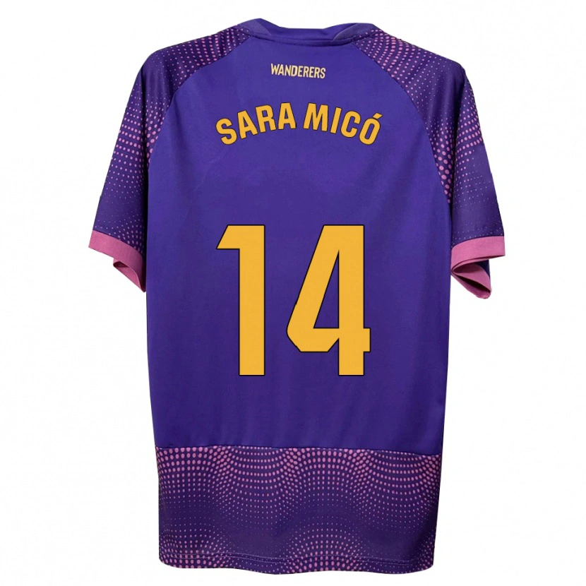 Danxen Børn Sara Micó #14 Lilla Hvid Pink Udebane Spillertrøjer 2026/27 Trøje T-Shirt