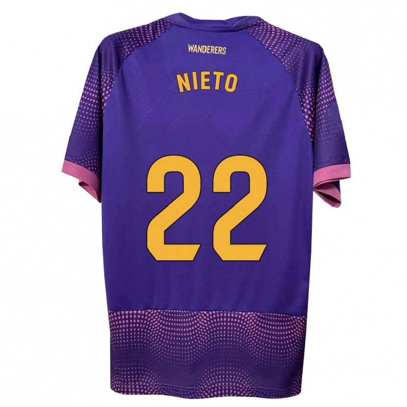 Danxen Børn Dani Nieto #22 Lilla Hvid Pink Udebane Spillertrøjer 2026/27 Trøje T-Shirt